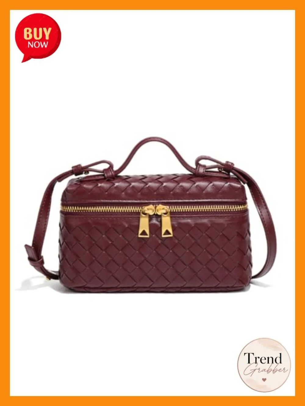 Women's Woven Crossbody Top Handle Handbag Faux Leather Satchel